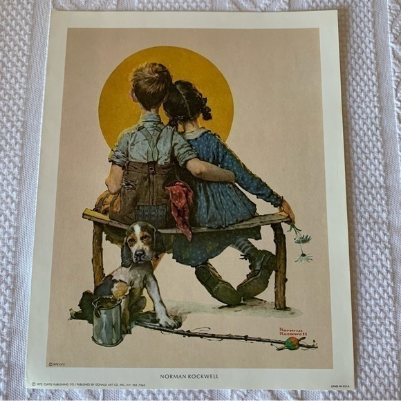 Vintage Norman Rockwell “Puppy‎ Love” Lithograph 1972 8X10 - Picture 1 of 2